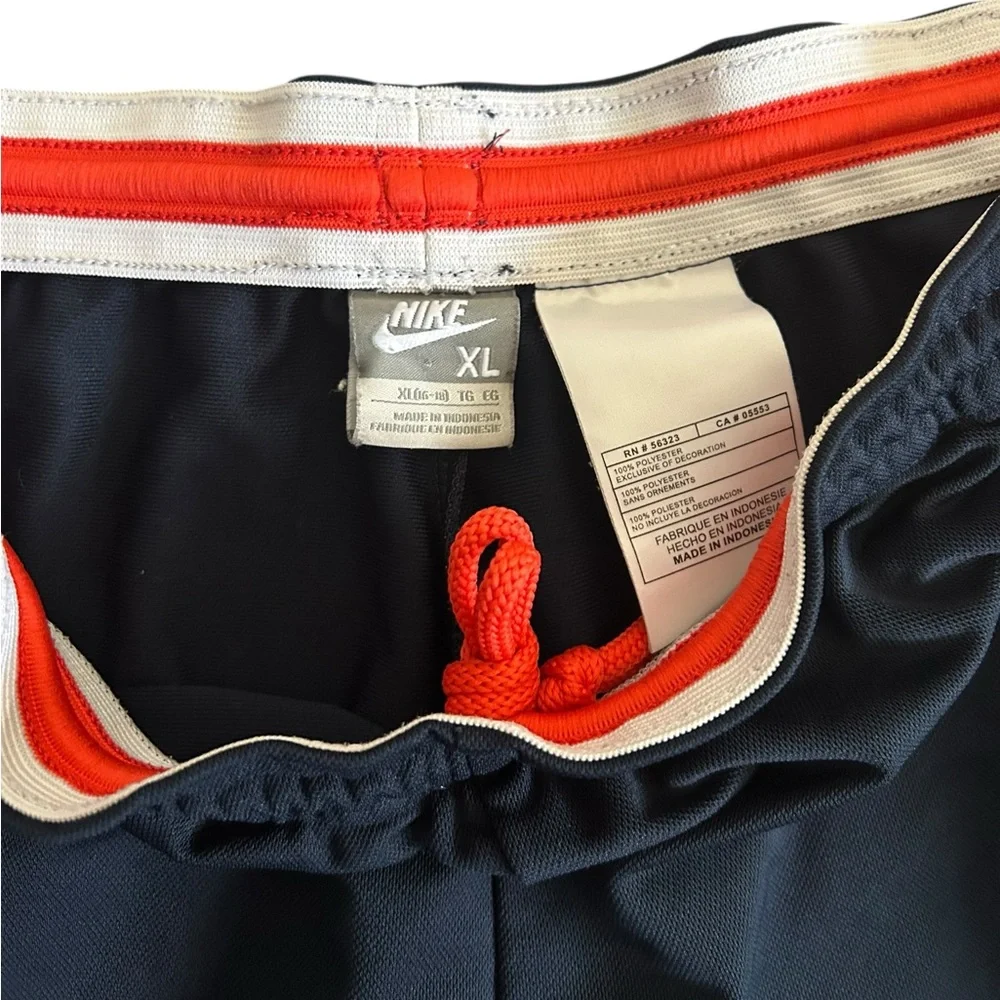 Nike Men’s Retro Athletic Shorts – Navy Blue with Orange Stripes –‎ Size XL
